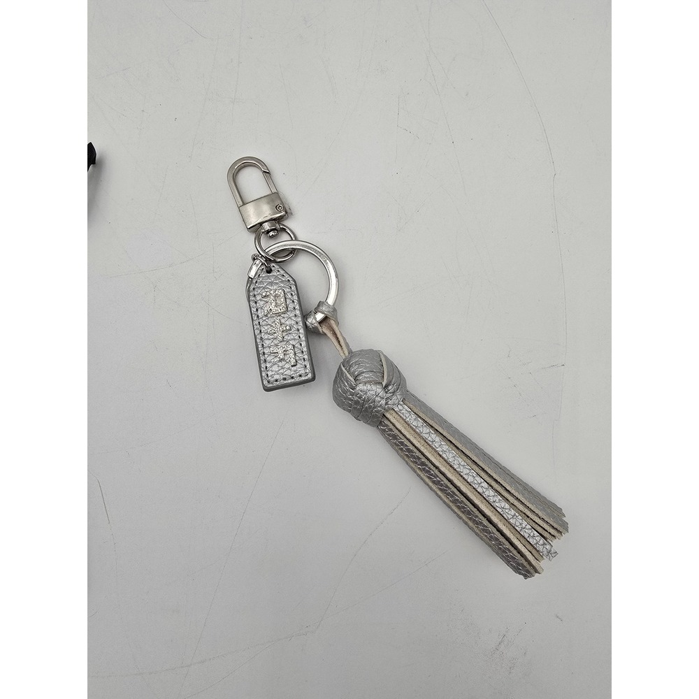 Rodan + Fields Silver Leather Tassel Keychain with Logo Tag and Pouch